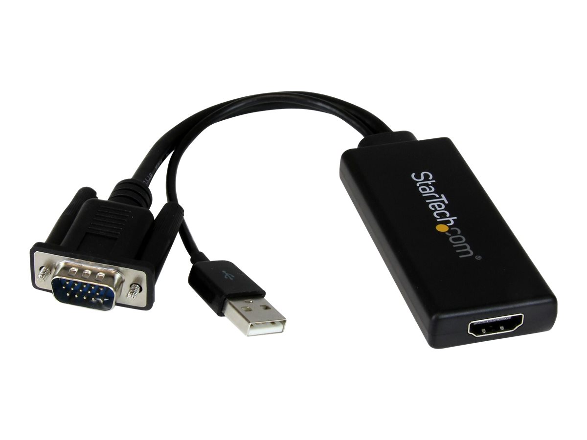 StarTech.com VGA-auf-HDMI-Adapter mit USB-Audio & -Stromversorgung - Mobiler VGA-auf-HDMI-Konverter - 1080p - Adapterkabel - HDMI/VGA/Audio/USB - 26 cm