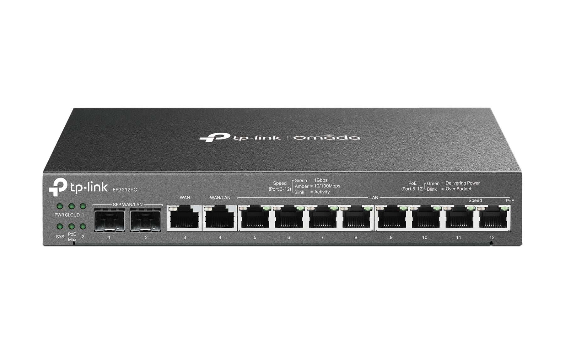TP-Link Omada ER7212PC V1 - Router 8-Port-Switch - 1GbE - WAN-Ports: 4 - wandmontierbar