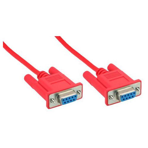 InLine - Nullmodemkabel - DB-9 (W) zu DB-9 (W) - 3 m - geformt, Daumenschrauben - Rot