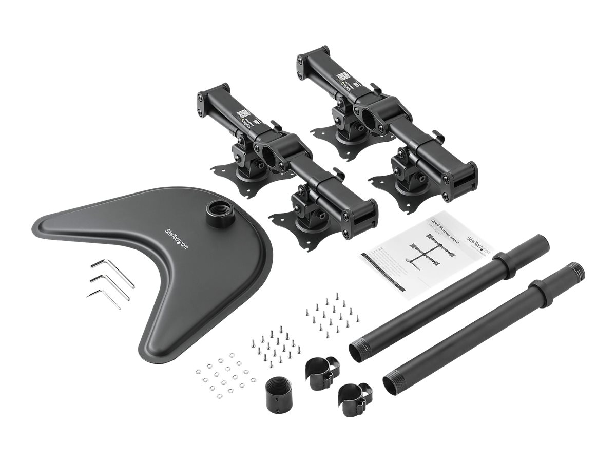 StarTech.com Vierfach-Monitorhalter - Schwenkbar - Verstellbarer 4 Monitorständer - Für VESA Monitore bis zu 27 Zoll (8 Kg) Aufstellung - für 4 Monitore - Schwarz