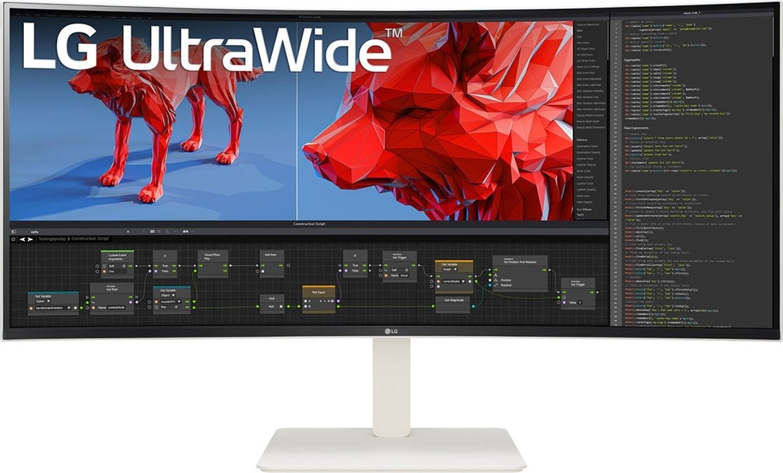 LG UltraWide 38BR85QC-W - LED-Monitor - gebogen - 96.5 cm (38") (37.5" sichtbar) - 3840 x 1600 WQHD+ @ 144 Hz - Nano IPS - 450 cd/m² - 1000:1 - DisplayHDR 600 - 1 ms - 2xHDMI, DisplayPort, USB-C - Lautsprecher
