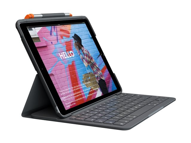 Logitech Slim Folio - Tastatur und Foliohülle - QWERTY - GB - Oxford Gray Eingabegerät