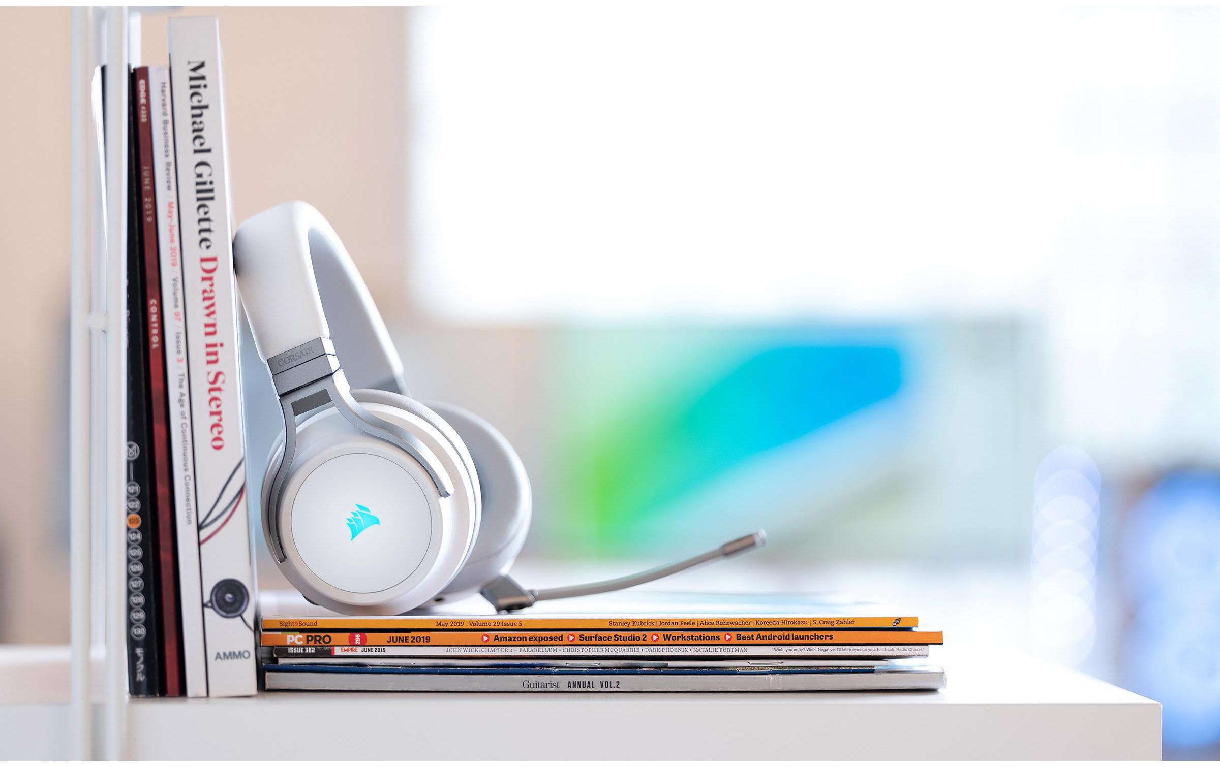 CORSAIR Gaming VIRTUOSO RGB - Headset - ohrumschließend - 2,4 GHz - kabellos - USB, 3,5 mm Stecker - weiß