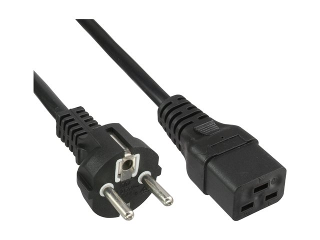 InLine - Stromkabel - IEC 60320 C19 16A zu power CEE 7/7 (M) - Wechselstrom 250 V - 2 m - Schwarz