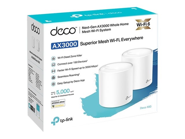 TP-Link Deco X60 - WLAN-System - (2 Router) - Netz 1GbE - Wi-Fi 6 - Dual-Band