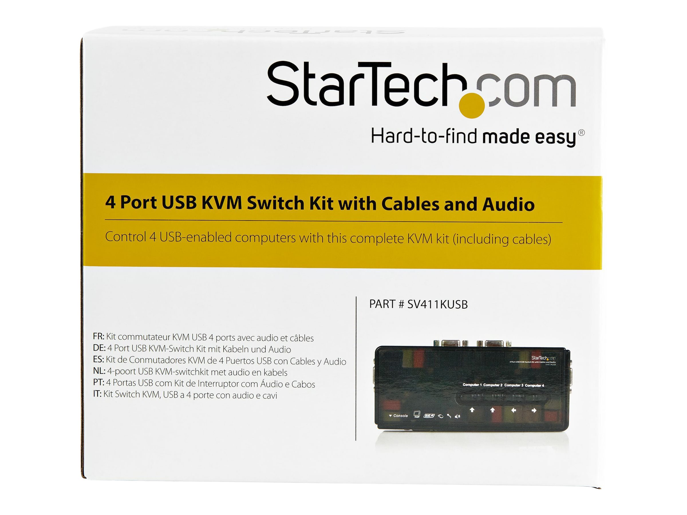 StarTech.com 4 Port VGA / USB KVM Switch inkl. Kabel und Audio - 4-fach VGA Desktop Umschalter - KVM-/Audio-Switch - 4 x KVM/Audio - 1 lokaler Benutzer - Desktop