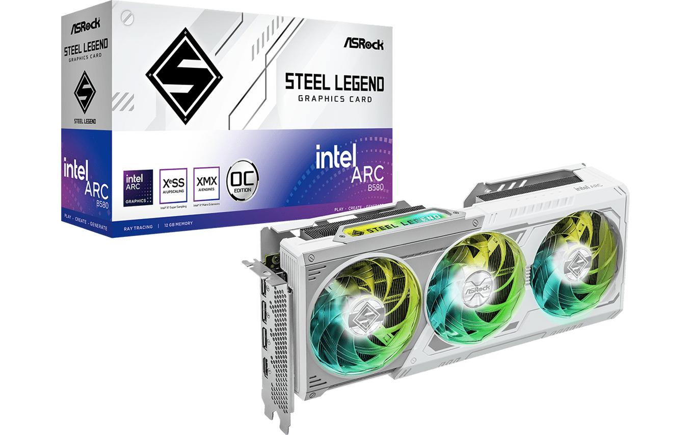 ASROCK Intel Arc B580 Steel Legend Gaming OC Grafikkarte 12GB GDDR6 1x HDMI 3x DP
