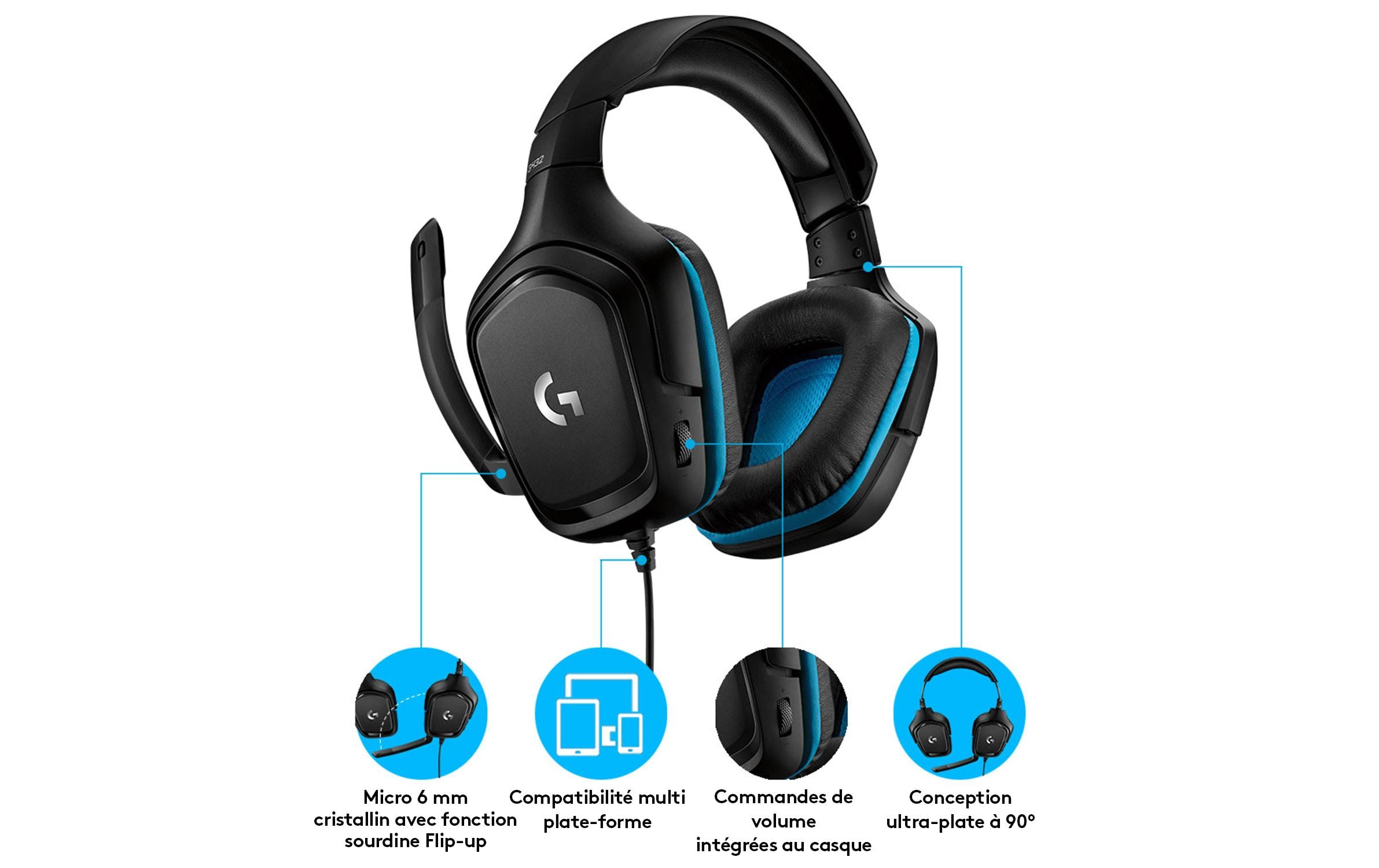 Logitech Gaming Headset G432 - Headset - 7.1-Kanal - ohrumschließend - kabelgebunden - USB, 3,5 mm Stecker - Schwarz