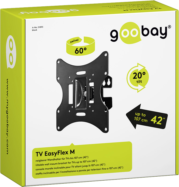 Goobay TV EasyFlex M Befestigungskit - für Flachbildschirm - Schwarz