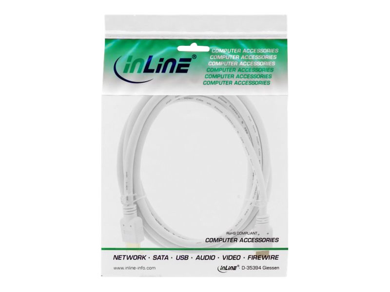 InLine High Speed Premium - HDMI-Kabel mit Ethernet - HDMI männlich zu HDMI männlich - 1 m - dreifach abgeschirmtes Twisted-Pair-Kabel - weiß - 4K Unterstützung