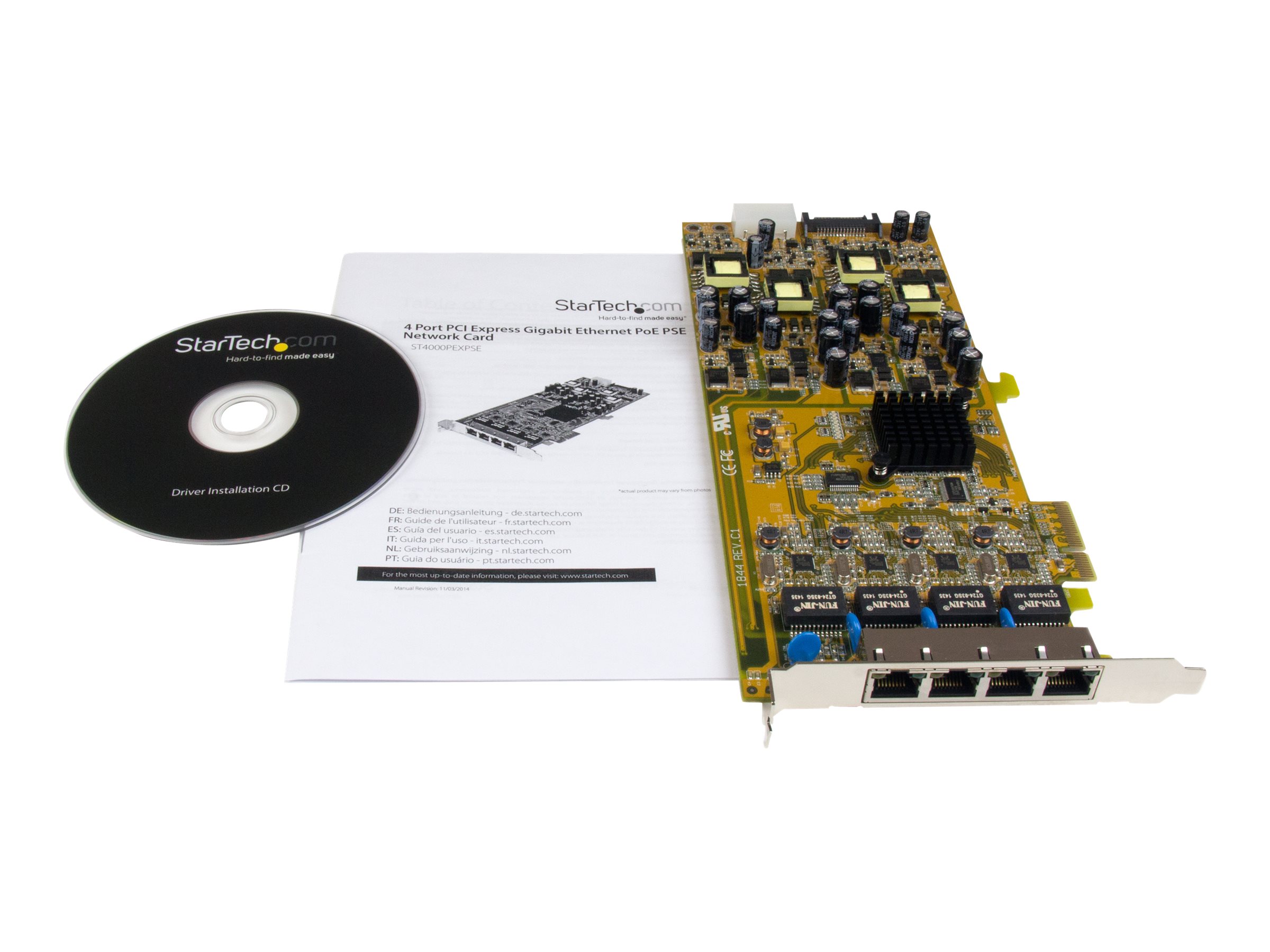 StarTech.com 4 Port Gigabit Power over Ethernet PCI Express Netzwerkkarte - PSE / PoE PCIe NIC - 4-fach (Quad) PCI-e Karte - Netzwerkadapter - PCIe x4 - Gigabit Ethernet x 4