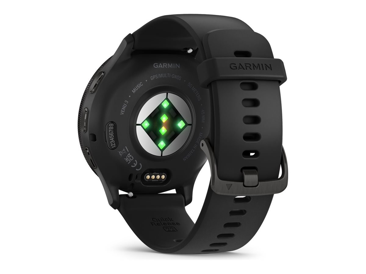 Garmin Venu 3 - schwarzes faserverstärktes Polymer - intelligente Uhr mit Band - 8 GB