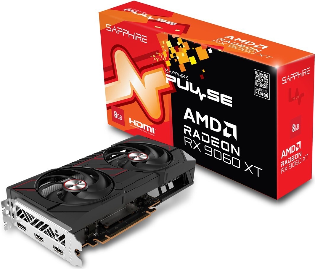 Sapphire Radeon RX 9060 XT 8GB PULSE Gaming OC 8GB GDDR6, 2x HDMI, 2x DP