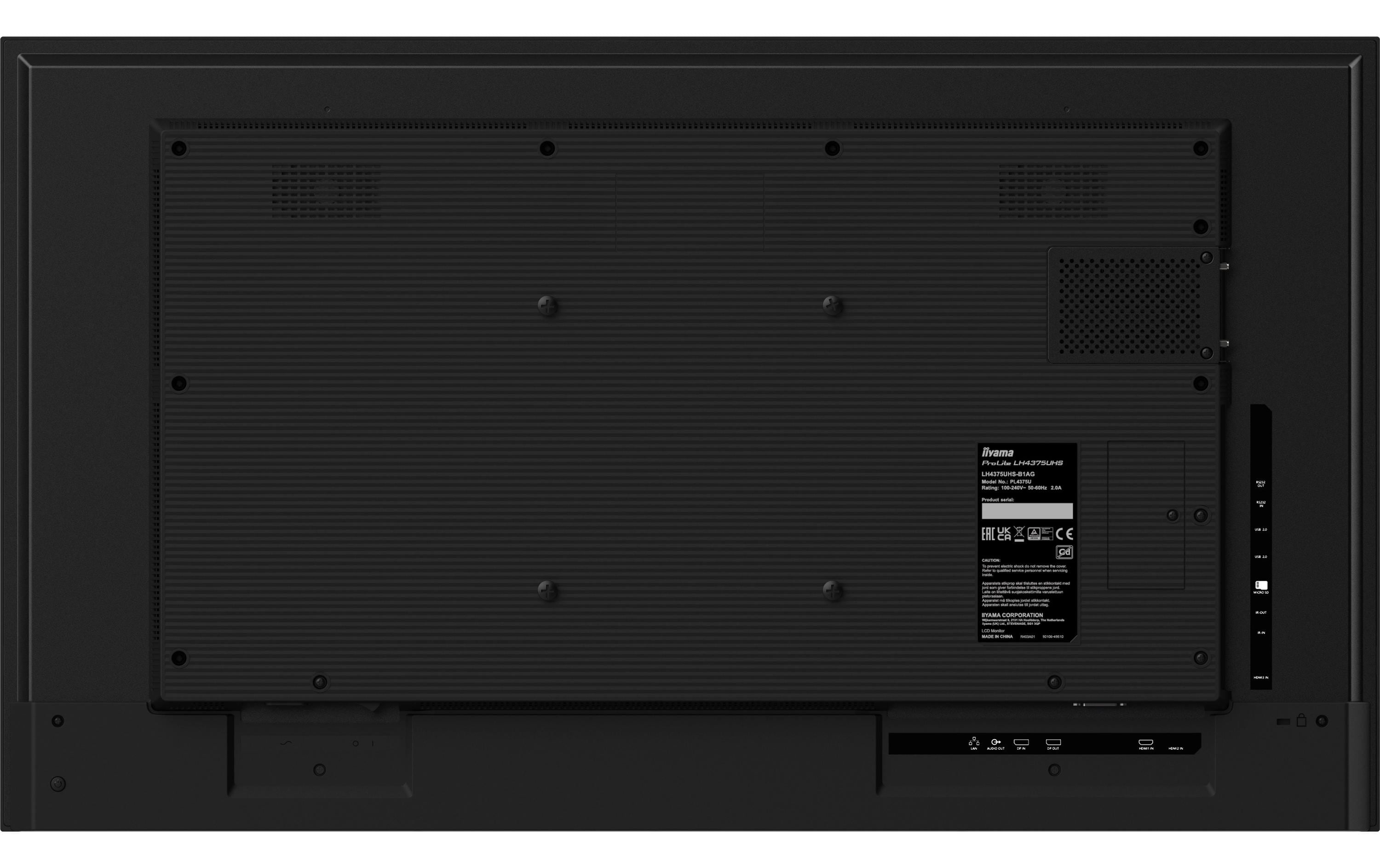 iiyama ProLite LH4365UHSB-B1 - 109 cm (43") Diagonalklasse (108 cm (42.5") sichtbar) LCD-Display mit LED-Hintergrundbeleuchtung - Digital Signage - Android - 4K UHD (2160p) 3840 x 2160 - Schwarz