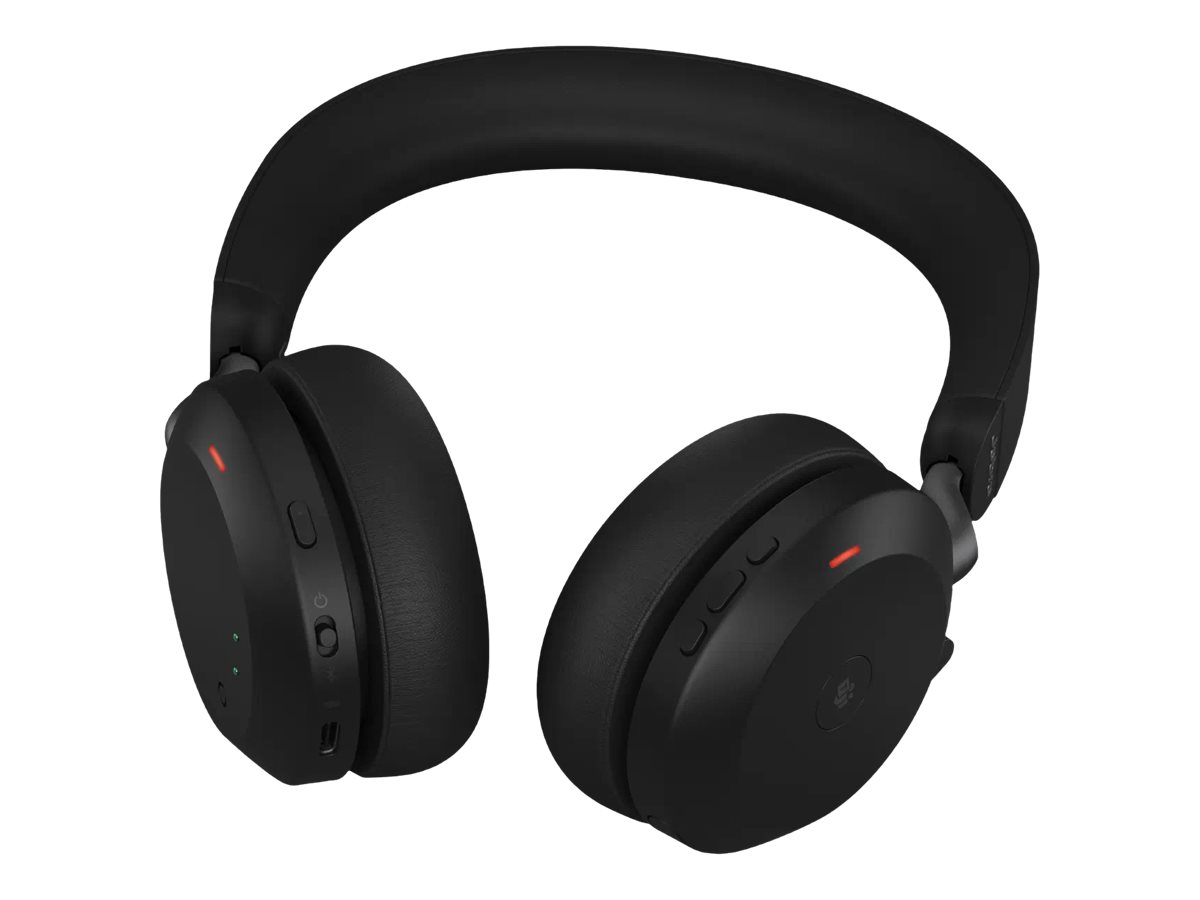 Jabra Evolve2 75 - Headset - On-Ear - Bluetooth - kabellos - aktive Rauschunterdrückung - USB-A - Geräuschisolierung - Schwarz - mit Ladestation - optimiert für UC
