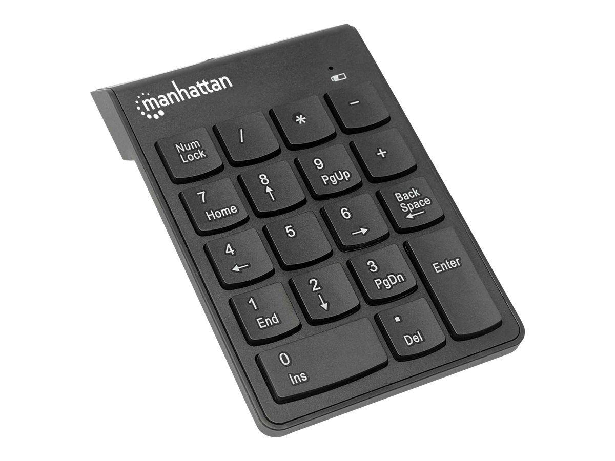 Manhattan Numeric Keypad
Wireless (2.4GHz)
USB-A Micro Receiver
18 Full Size Keys
Black
Membrane Key Switches
Auto Power Management
Range 10m
AAA Battery (included)
Windows and Mac
Three Year Warranty
Blister - Tastenfeld - Schwarz Eingabegerät