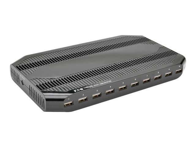 Tripp U280-010-ST-CEE 10-Port-USB-Ladestation mit einstellbarem Speicher - 12 V 8 A (96 W) USB-Ladegerät-Ausgang - Schuko-Netzkabel - Jede Marke - USB - Schwarz - Digital/Daten - 4-polig