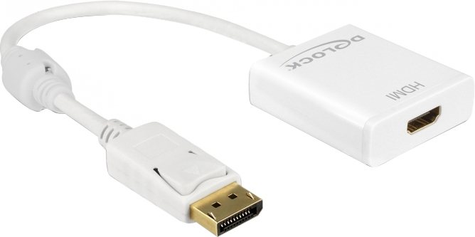 Delock Adapter Displayport 1.2 male > HDMI female 4K Active - Videokonverter - Parade PS171 - weiß