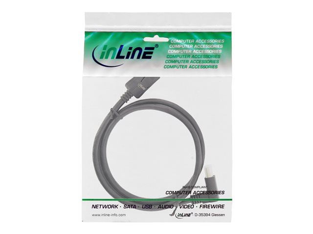 InLine - DisplayPort-Kabel - DisplayPort (M) nach oben gewinkelt zu DisplayPort (M) gerade - DisplayPort 1.4 - 1 m - 8K Unterstützung - Schwarz