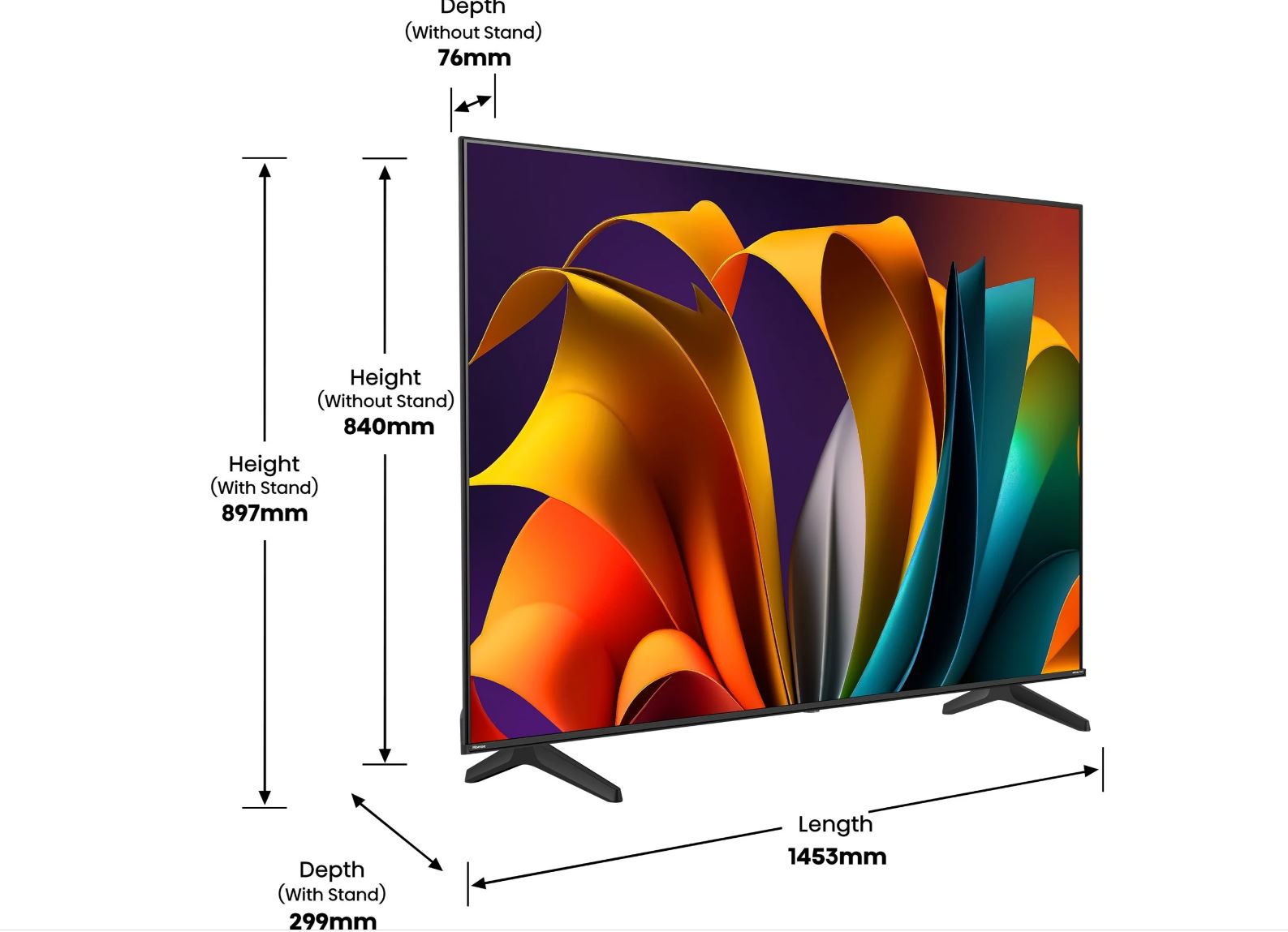 Hisense 65E6NT - 164 cm (65") Diagonalklasse E6NT Series LCD-TV mit LED-Hintergrundbeleuchtung - Smart TV - VIDAA - 4K UHD (2160p) 3840 x 2160 - HDR - Direct LED - Schwarz