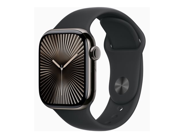 Apple Watch Series 10 GPS + Cellular 42mm Slate Titanium Case mit Black Sport Band - M/L (MWXH3QF/A)
