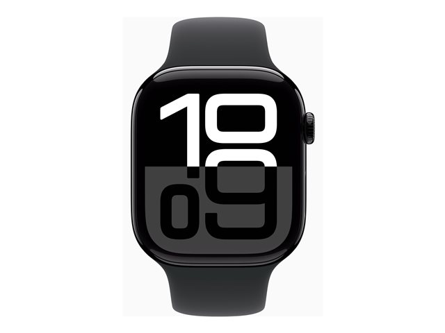 Apple Watch Series 10 GPS + Cellular 46mm Jet Black Aluminium Case mit Black Sport Band - M/L (MWY43QF/A)