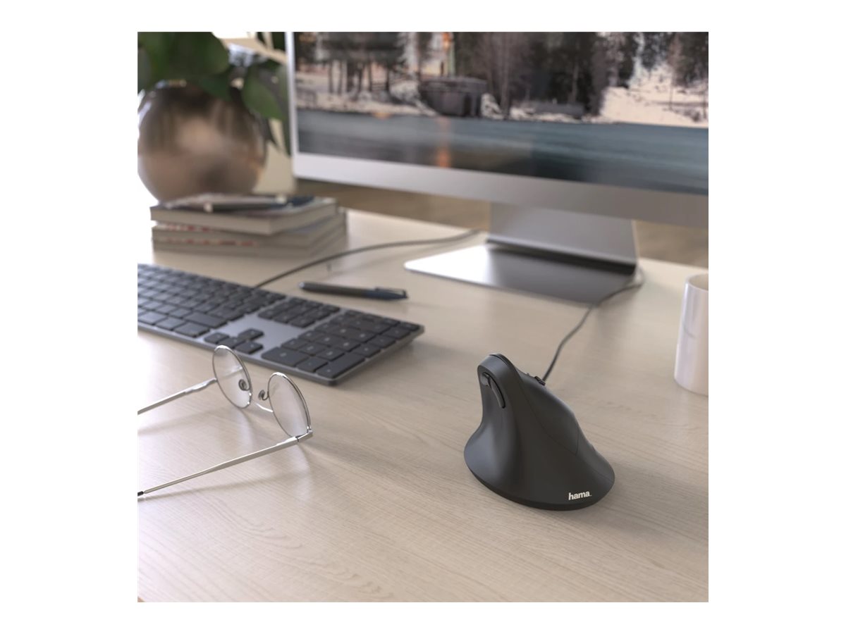 Hama Vertical Ergonomic - vertikale Maus - USB - Schwarz
