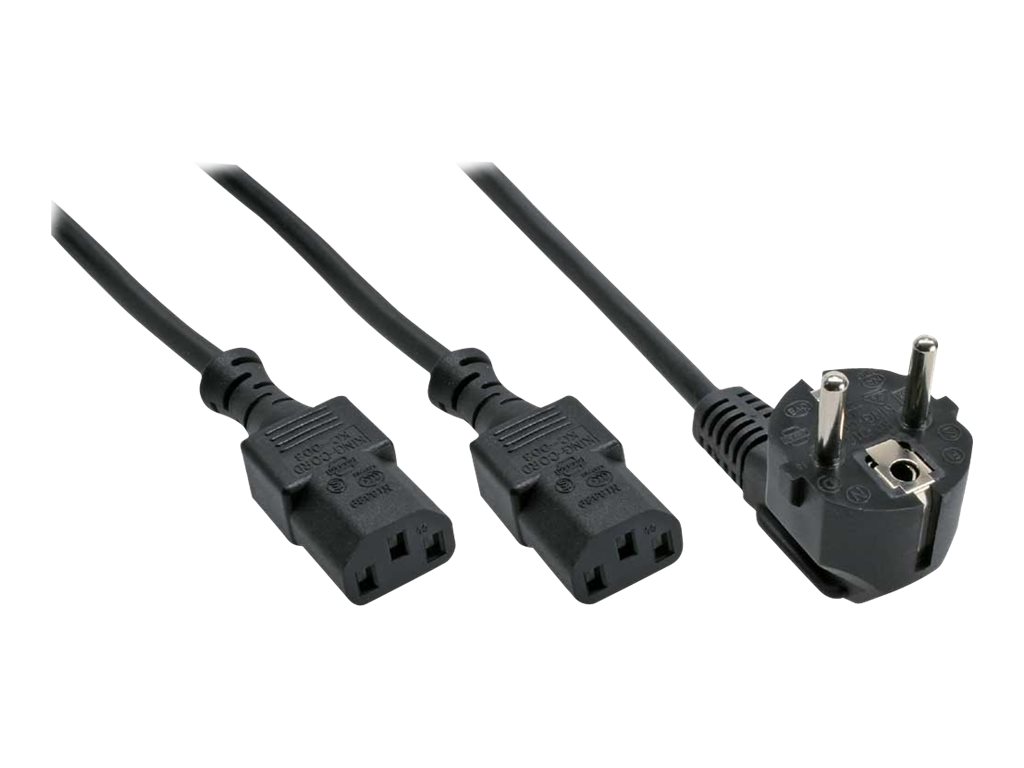 InLine - Netz-Splitter - Typ F (M) zu power IEC 60320 C13 - 1 m - Schwarz - Deutschland