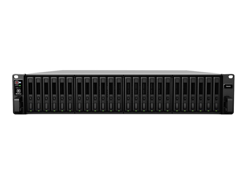 Synology FlashStation FS6400 - NAS-Server - 24 Schächte - Rack - einbaufähig - RAID RAID 0, 1, 5, 6, 10, JBOD, RAID F1 - RAM 32 GB - Gigabit Ethernet / 10 Gigabit Ethernet - iSCSI Support - 2U