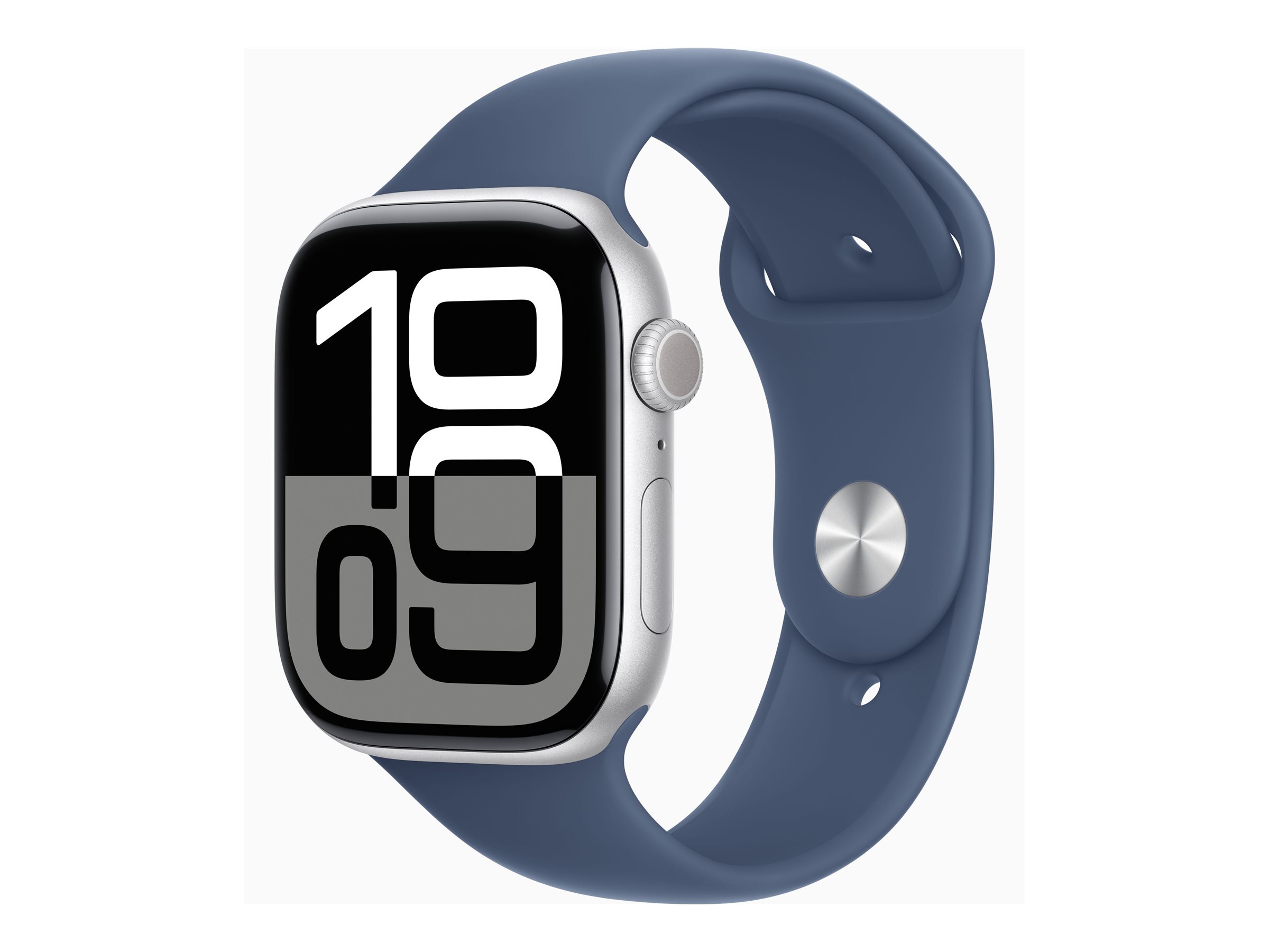 Apple Watch Series 10 GPS + Cellular 46mm Silver Aluminium Case mit Denim Sport Band - M/L (MWY13QF/A)