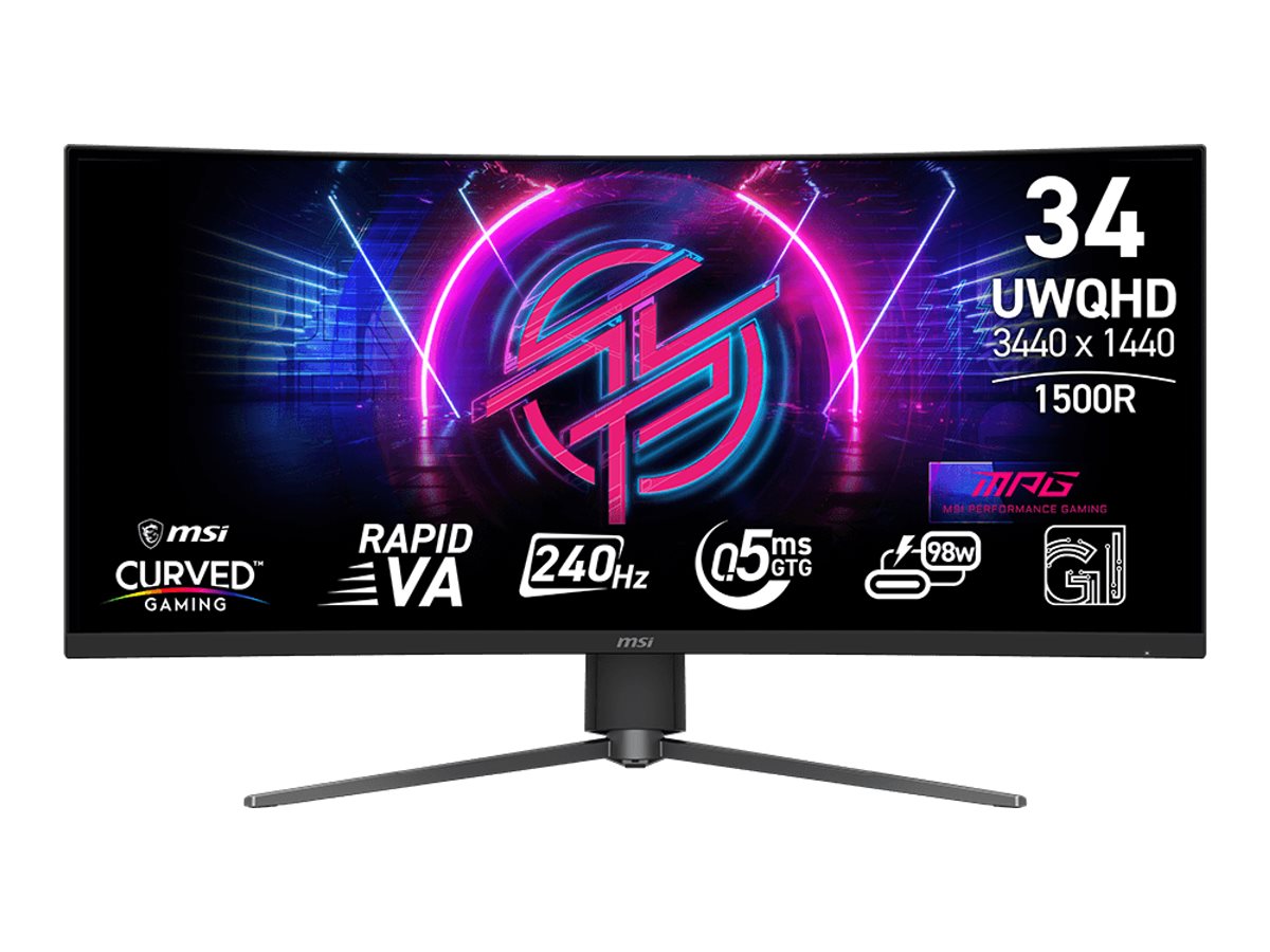 MSI MPG 346CQRFDE X24 - LED-Monitor - Gaming - gebogen - 86.4 cm (34") - 3440 x 1440 UWQHD @ 240 Hz - Rapid VA - 400 cd/m² - 4000:1 - DisplayHDR 400 - 0.5 ms - 2xHDMI, DisplayPort