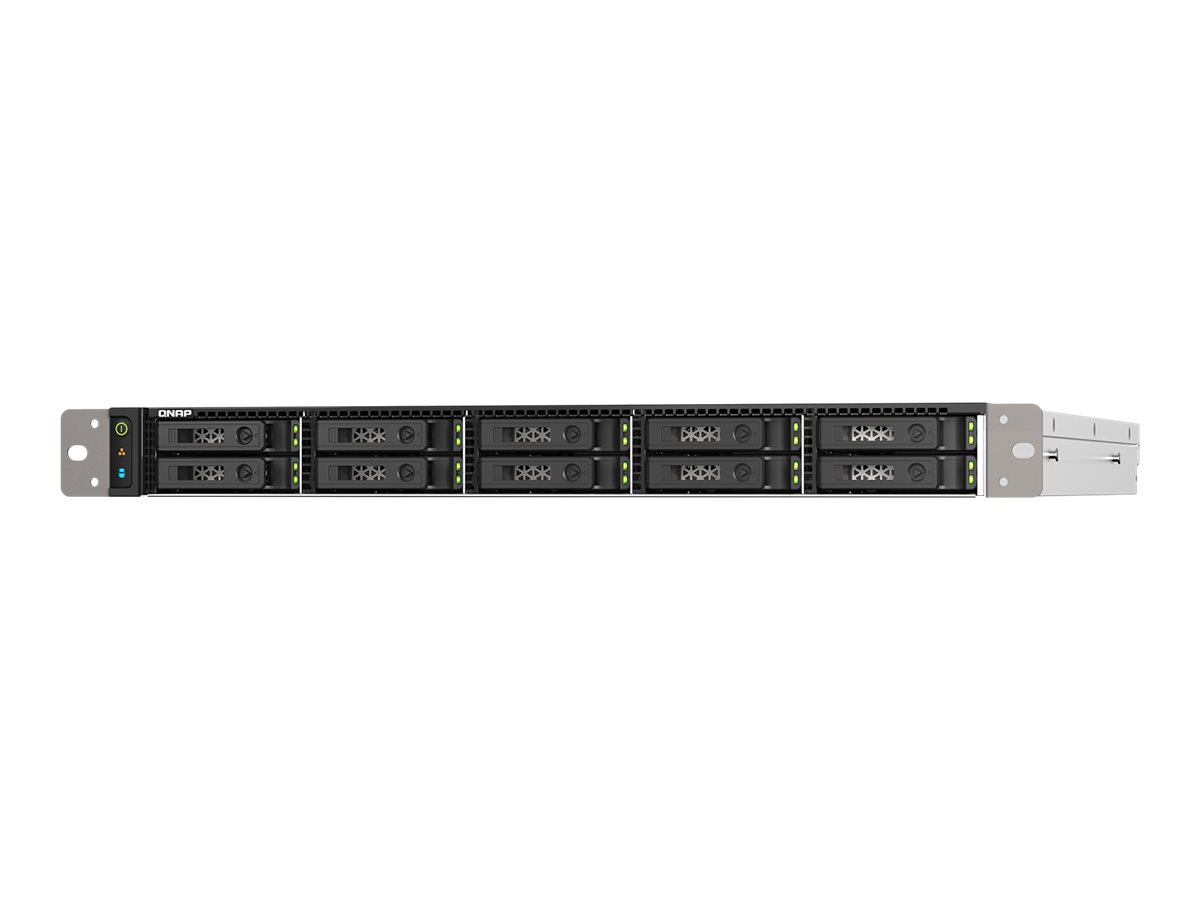 QNAP TS-h1090FU - NAS-Server - 10 Schächte - Rack - einbaufähig - SATA 6Gb/s / PCIe (NVMe) / U.2 - RAID 0, 1, 5, 6, 10, 50, JBOD, 60 - RAM 64GB - 25 Gigabit Ethernet / 2,5 Gigabit Ethernet - iSCSI Support - 1U (TS-H1090FU-7232P-64G)