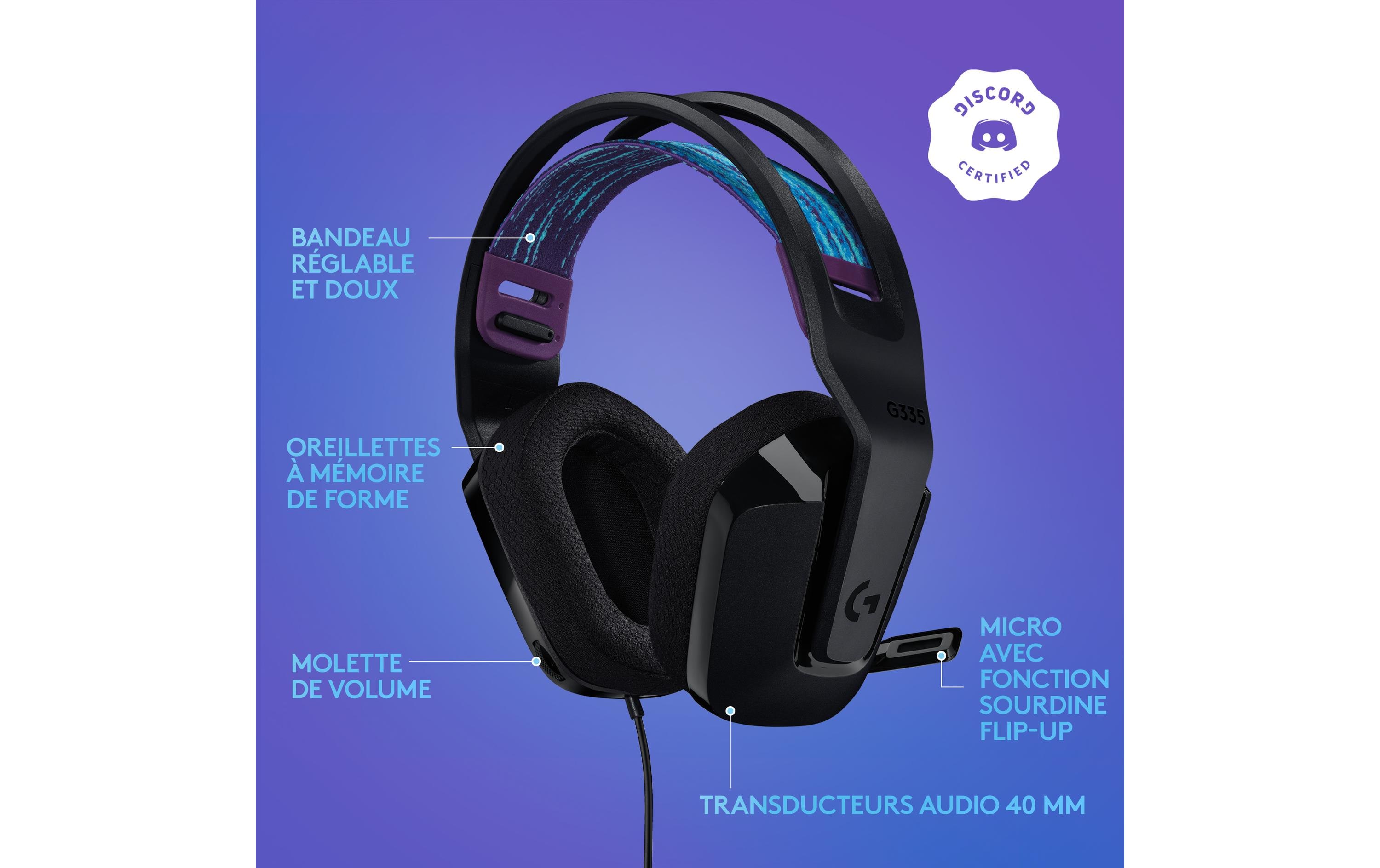 Logitech G G335 Wired Gaming Headset - Headset - ohrumschließend - kabelgebunden - 3,5 mm Stecker - Schwarz - Discord Certified