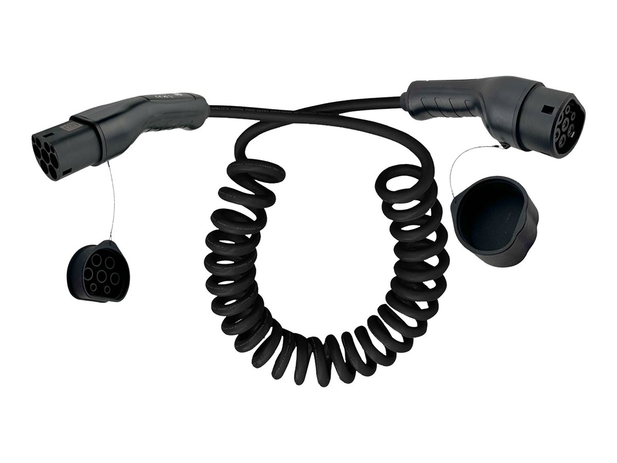 InLine EV Spiral-Autoladekabel 11kW Typ2 - 3-phasig - 7,5m - 7,5 m - halogenfrei - IEC