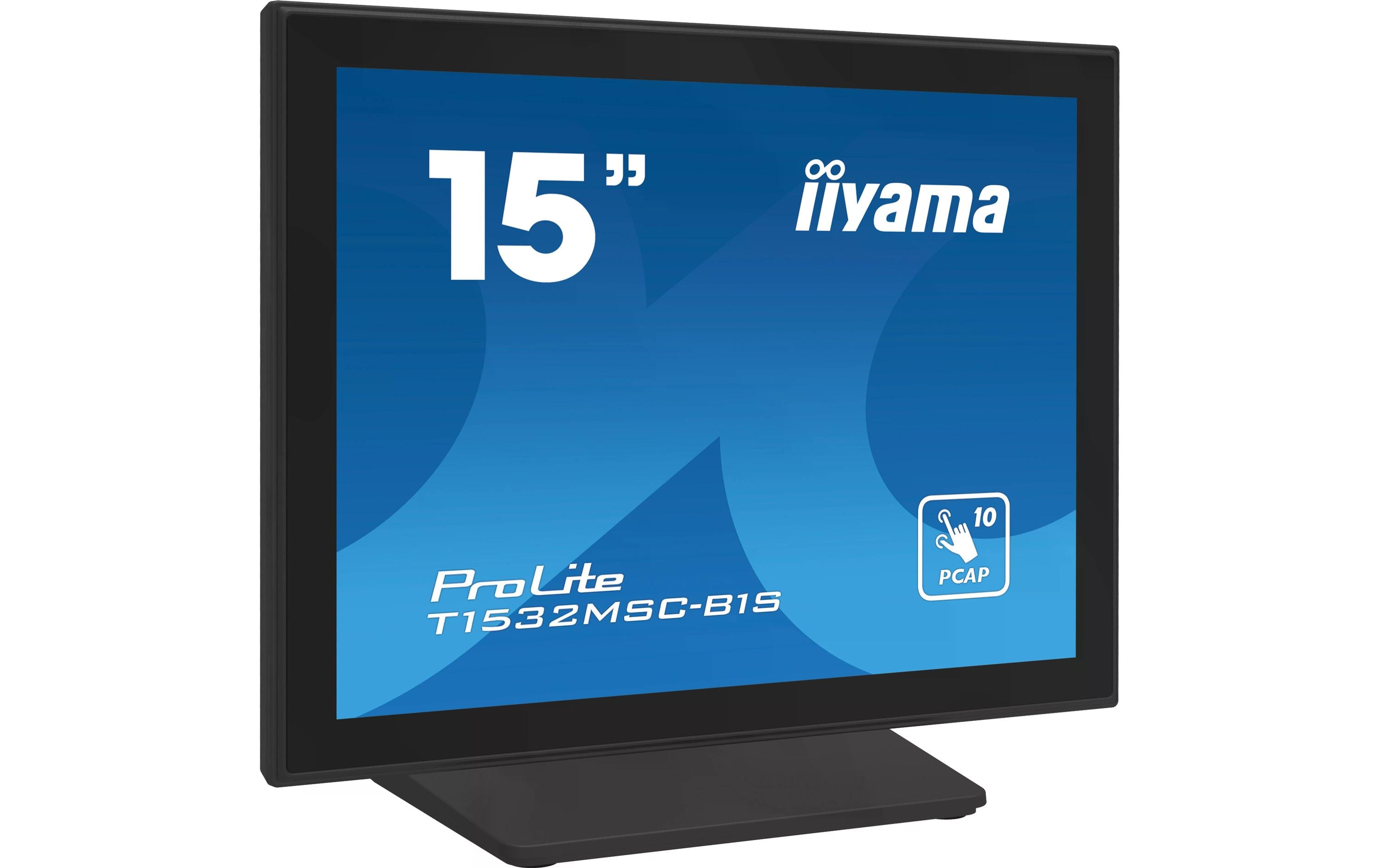 iiyama ProLite T1532MSC-B1S - LCD-Monitor - 38 cm (15") - Touchscreen - 1024 x 768 - TN - 350 cd/m² - 800:1 - 8 ms - HDMI, VGA, DisplayPort - Lautsprecher - Schwarz, Matte