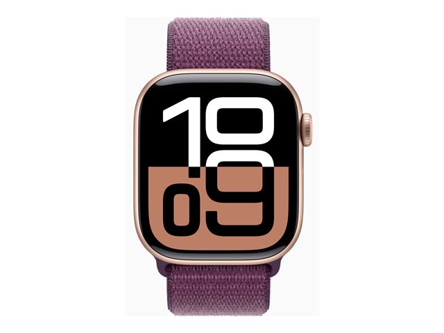 Apple Watch Series 10 GPS + Cellular 42mm Rose Gold Aluminium Case mit Plum Sport Band (MWXC3QF/A)