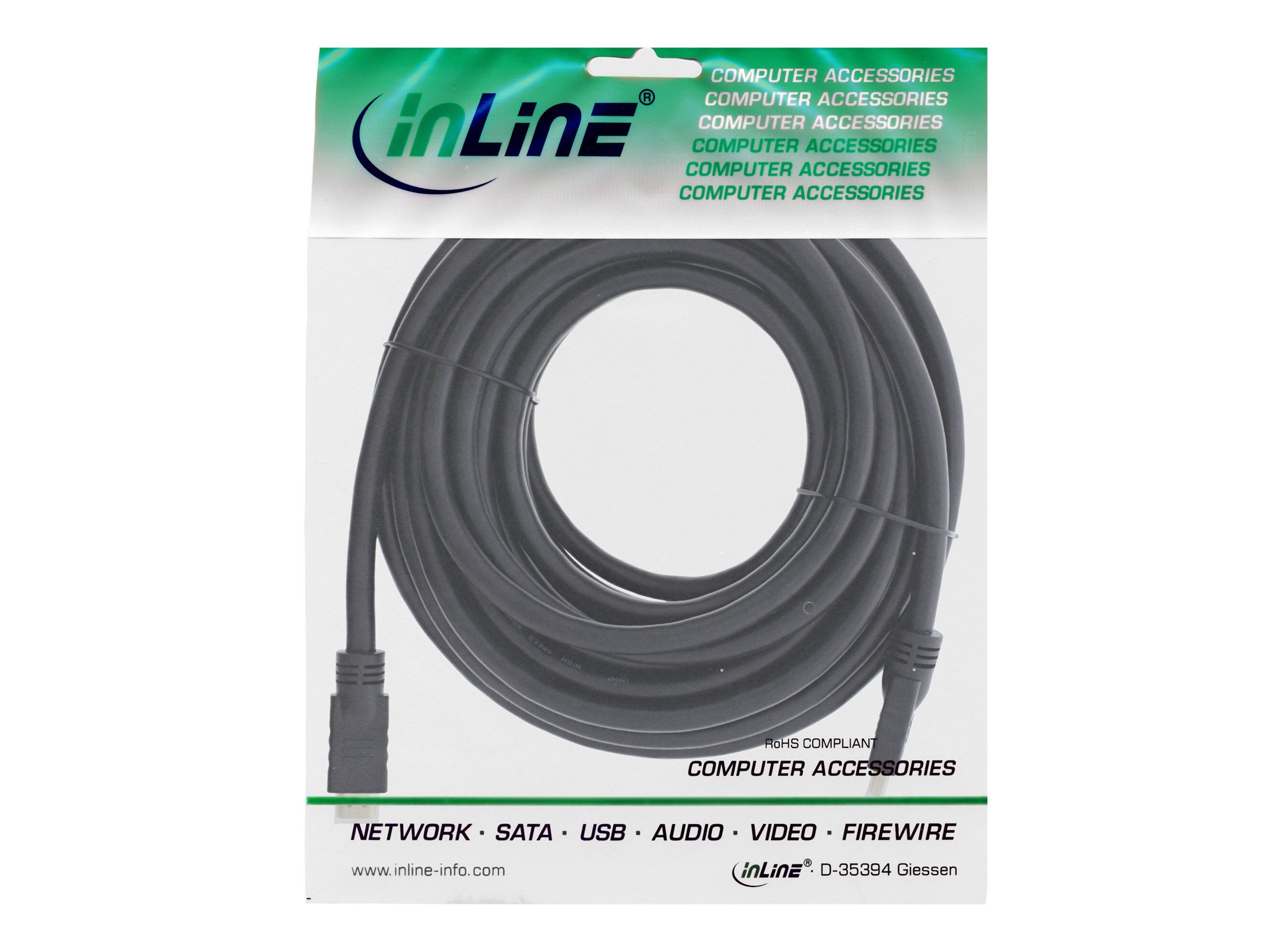 InLine High Speed Premium - HDMI-Kabel mit Ethernet - HDMI männlich zu HDMI männlich - 10 m - Dreifachisolierung - Schwarz - geformt, 4K Unterstützung, 2160p-Unterstützung