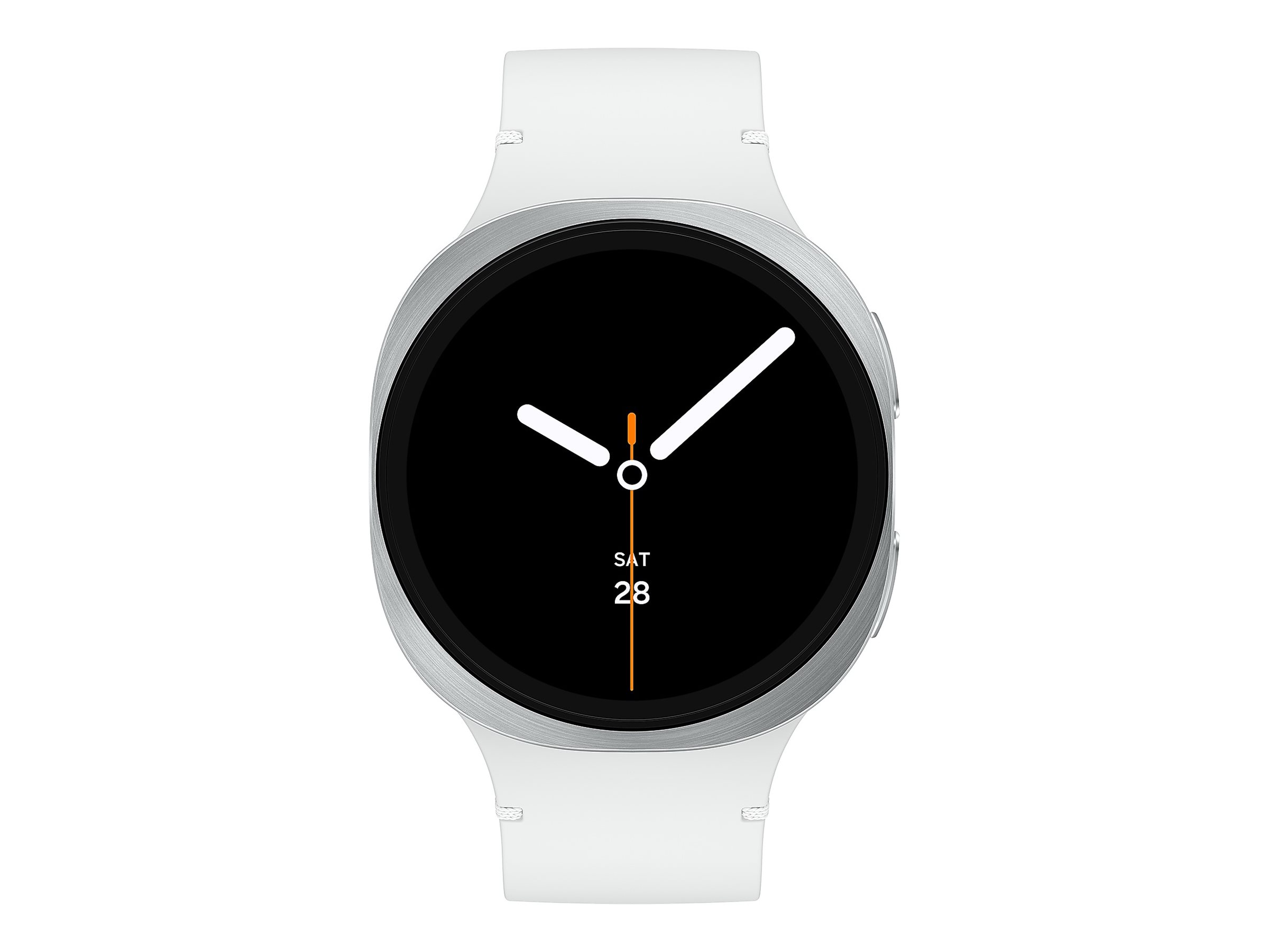 Samsung Galaxy Watch8 - 44 mm - silber - intelligente Uhr mit Sportband - Gummi - weiß - Bandgröße: M/L - Anzeige 3.7 cm (1.47") (SM-L335FZSADBT)