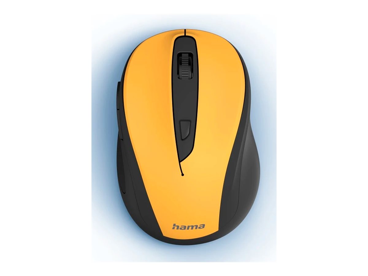 Hama MW-400 V2 - Maus - ergonomisch - Für Rechtshänder - optisch - 6 Tasten - kabellos - 2.4 GHz, RF - kabelloser Empfänger (USB) - Gelb