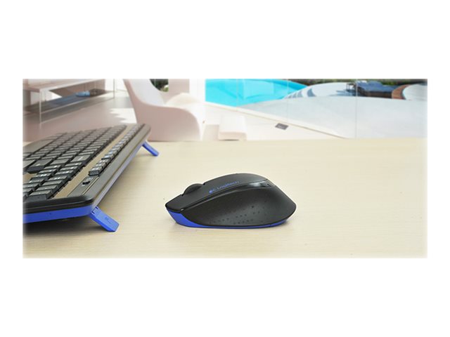 Logitech Wireless Combo MK345 - Tastatur-und-Maus-Set - kabellos - 2.4 GHz - Französisch - Schwarz, Blau