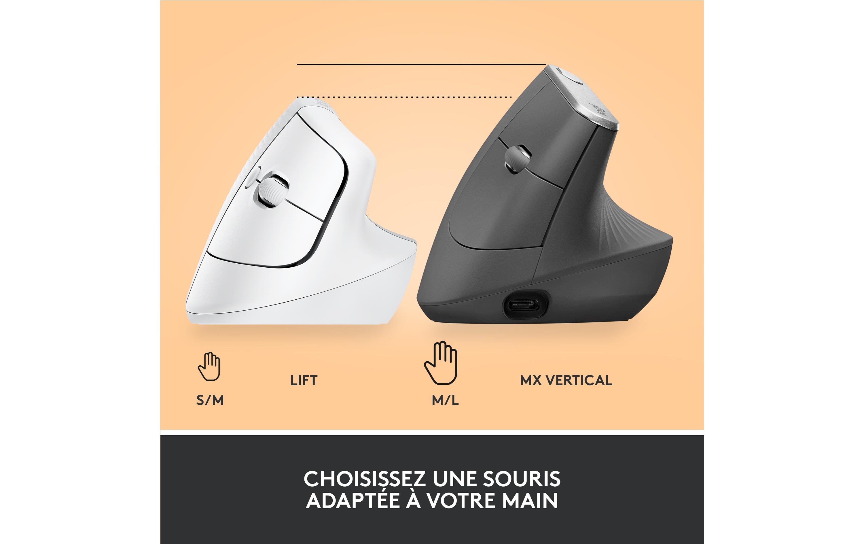 Logitech Ergonomische Maus Lift Off-white