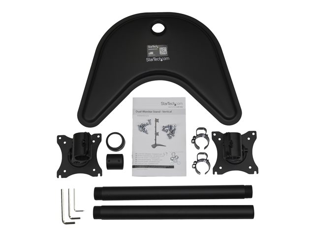 StarTech.com Vertikale Dual Monitorhalterung - Heavy Duty Stahl - Für VESA Monitore bis zu 27 Zoll - Verstellbarer zweifach Moniotrständer Aufstellung - für 2 Monitore - Schwarz