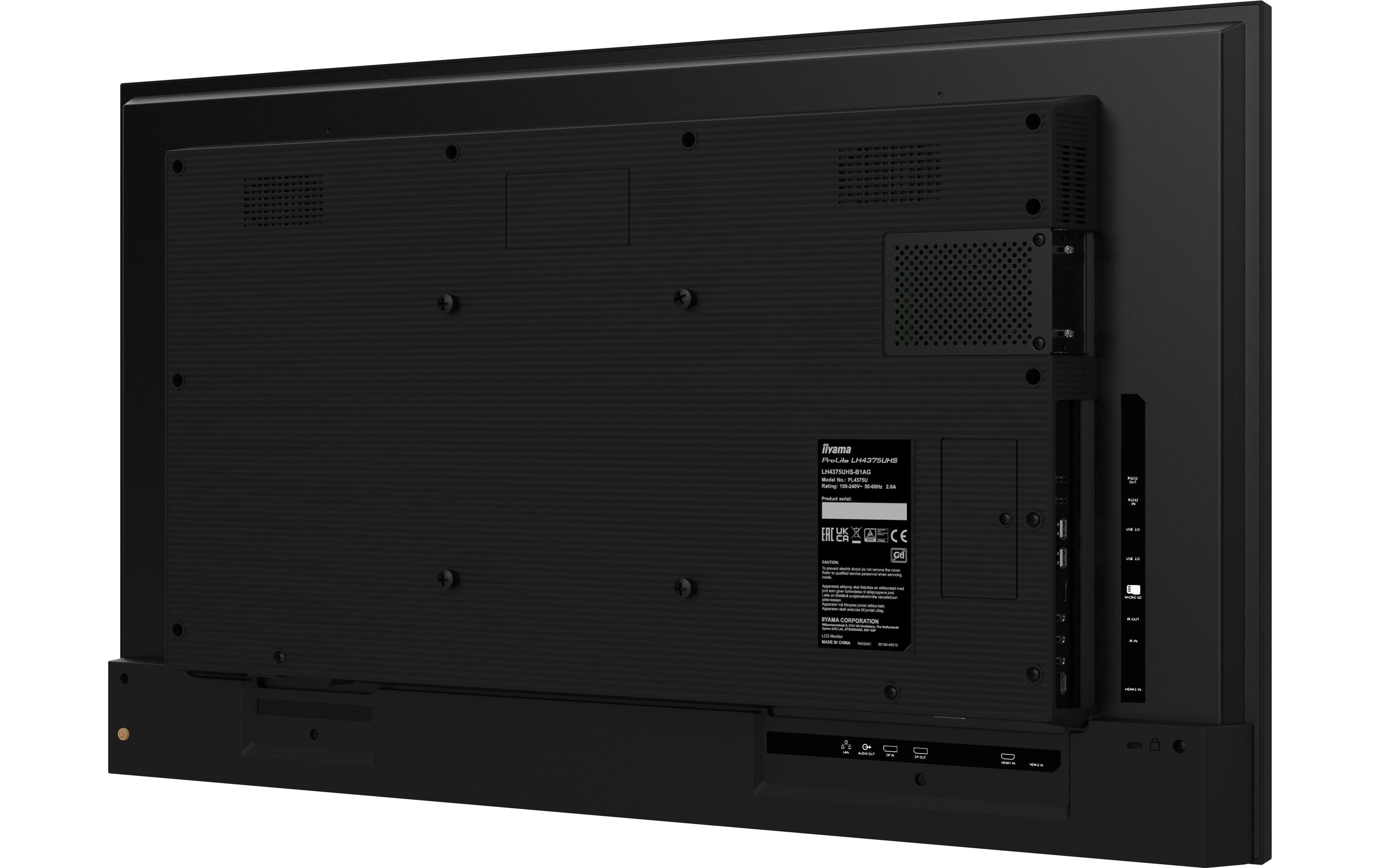 iiyama ProLite LH4365UHSB-B1 - 109 cm (43") Diagonalklasse (108 cm (42.5") sichtbar) LCD-Display mit LED-Hintergrundbeleuchtung - Digital Signage - Android - 4K UHD (2160p) 3840 x 2160 - Schwarz