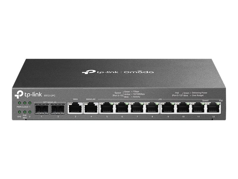 TP-Link Omada ER7212PC V1 - Router 8-Port-Switch - 1GbE - WAN-Ports: 4 - wandmontierbar