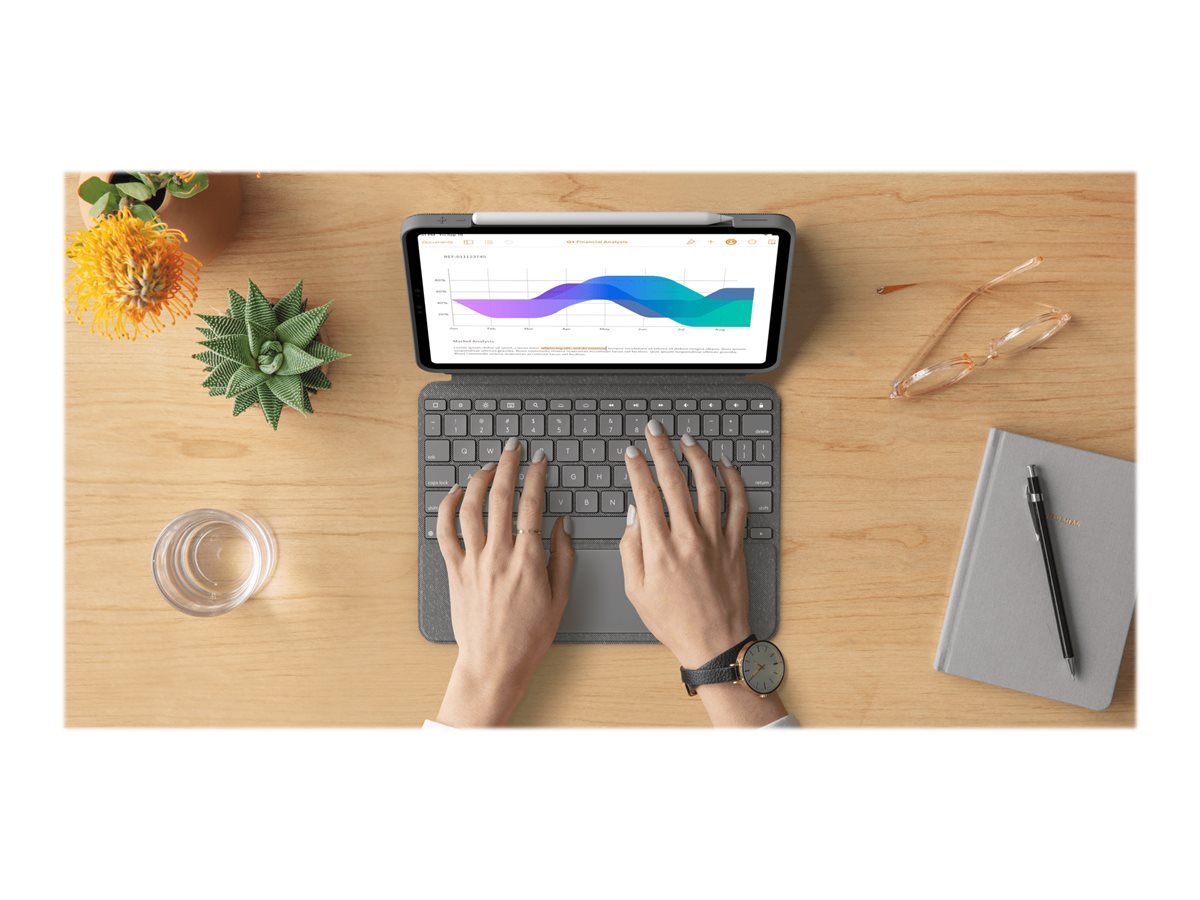 Logitech Combo Touch - Tastatur und Foliohülle - mit Trackpad - QWERTY - GB - Oxford Gray Eingabegerät