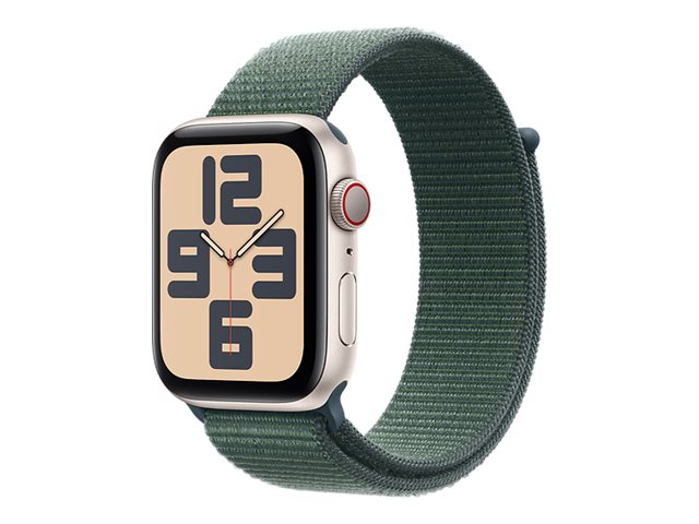 Apple Watch SE GPS + Cellular 44mm Starlight Aluminium Case mit Lake Green Sport Band (MXGV3QF/A)