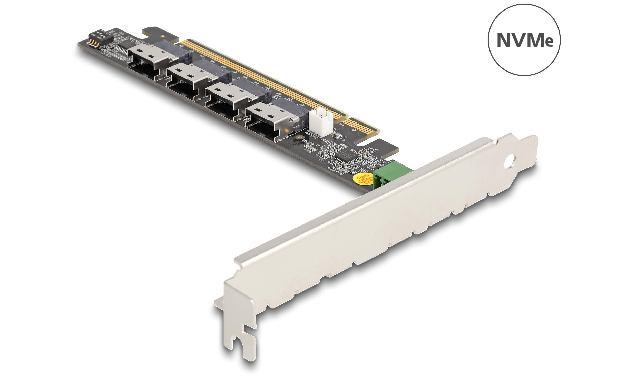 Delock Host Bus Adapter PCI-e x16, 4x SFF-8654 NVMe Bifurcation