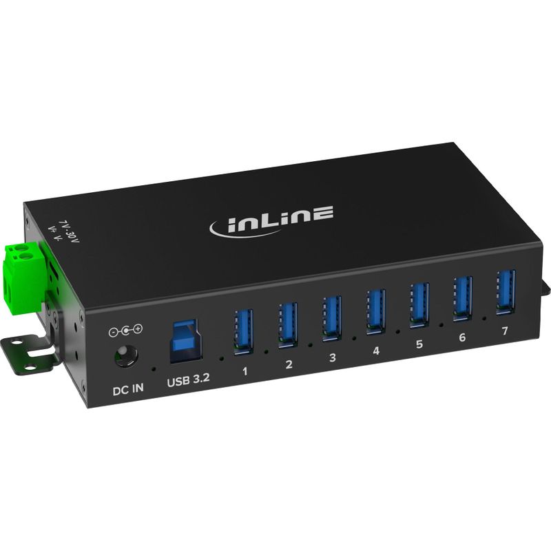 InLine® USB 3.2 Gen.1 Industrie-Hub, 7 Port, Aluminiumgehäuse, mit Netzteil