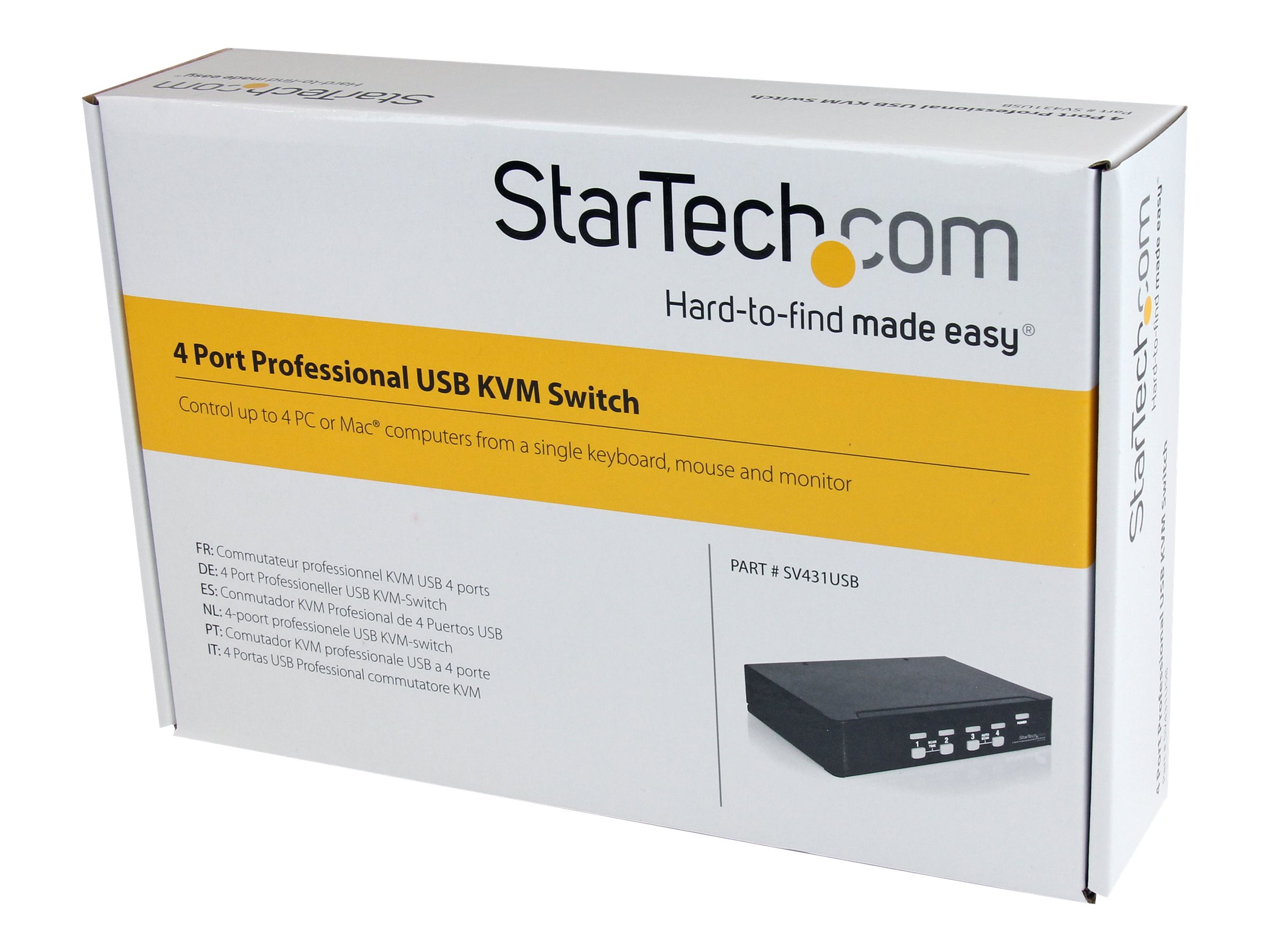 StarTech.com 4 Port VGA USB KVM Switch mit Hub - VGA KVM Umschalter für 4 PC's - Desktop KVM Switch mit 4x USB 2.0, 1x VGA Buchse - KVM-Switch - 4 x KVM port(s) - 1 lokaler Benutzer - Desktop - für P/N: SV431RACK, SVUSB2N1_10, SVUSB2N1_15, SVUSB2N1_6