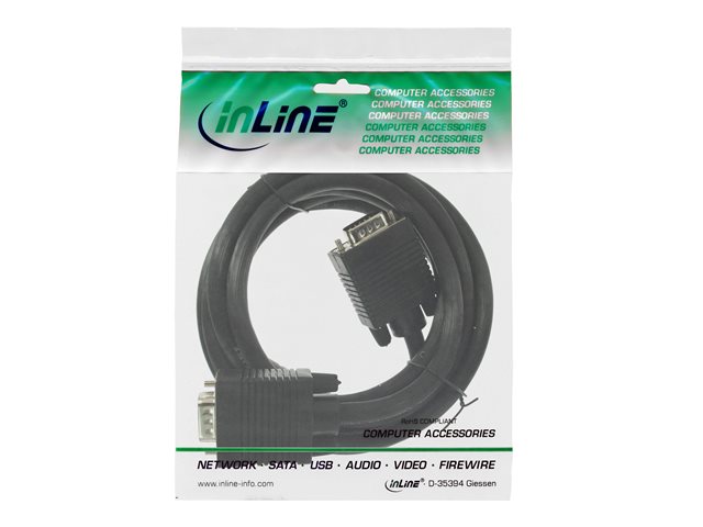 InLine - VGA-Kabel - HD-15 ohne Pol 9 (M) zu HD-15 ohne Pol 9 (M) - 3 m - geformt - Schwarz